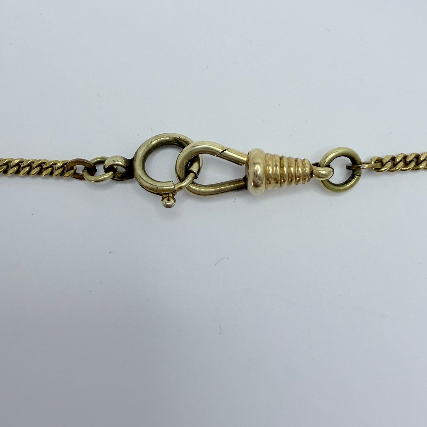 Antique Gold Doublé Yellow Metal Watch Chain in Necklace Length