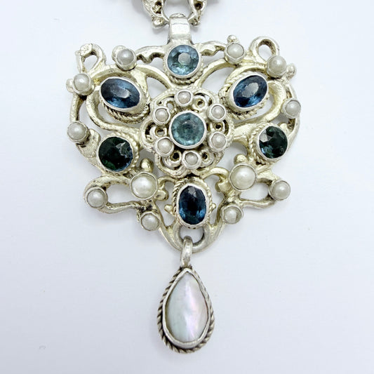 Austria / Hungary early 1900s. Solid Silver Pendant + Chain.