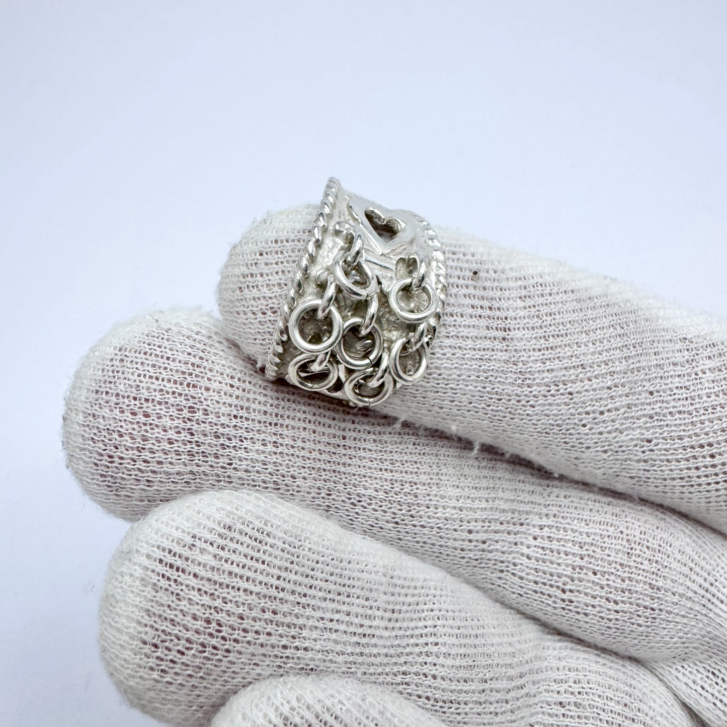 Bronsil, Sweden. Vintage Sterling Silver Traditional Sami / Laplander Wedding Ring.