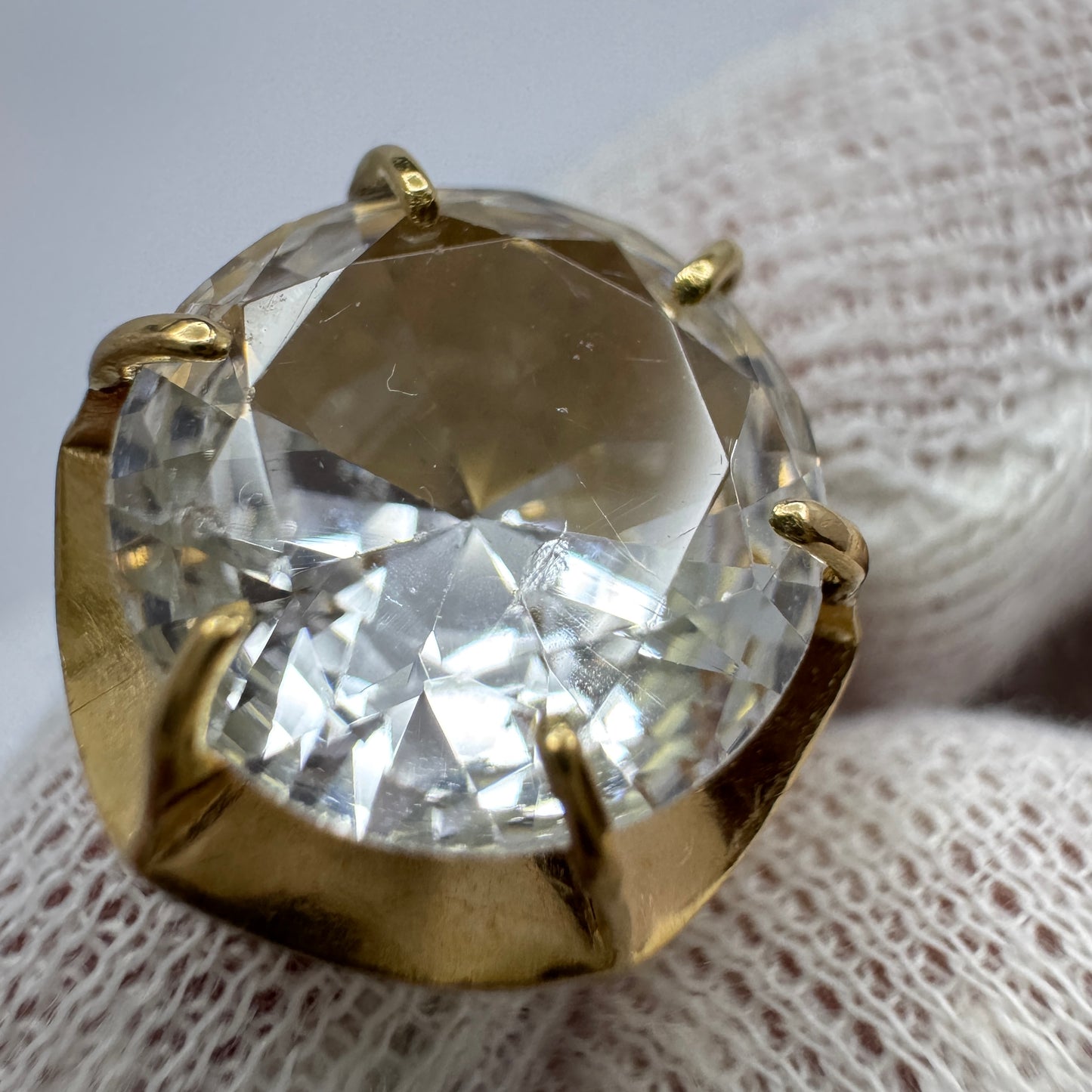 Sweden 1975. Vintage 18k Gold Rock Crystal Cocktail Ring. 6 gram