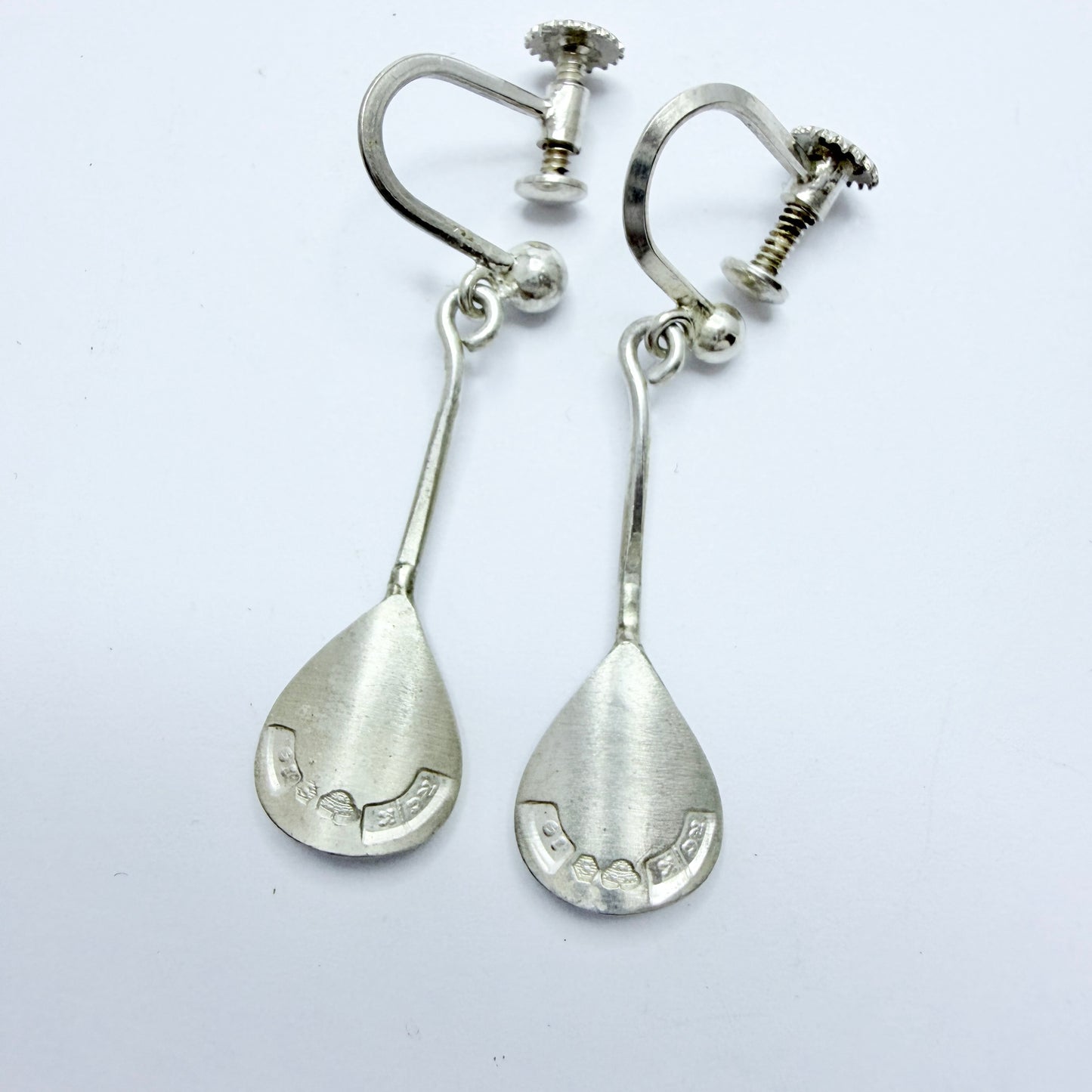 R Tennesmed, Sweden 1959. Vintage Mid-century Solid Silver Earrings.