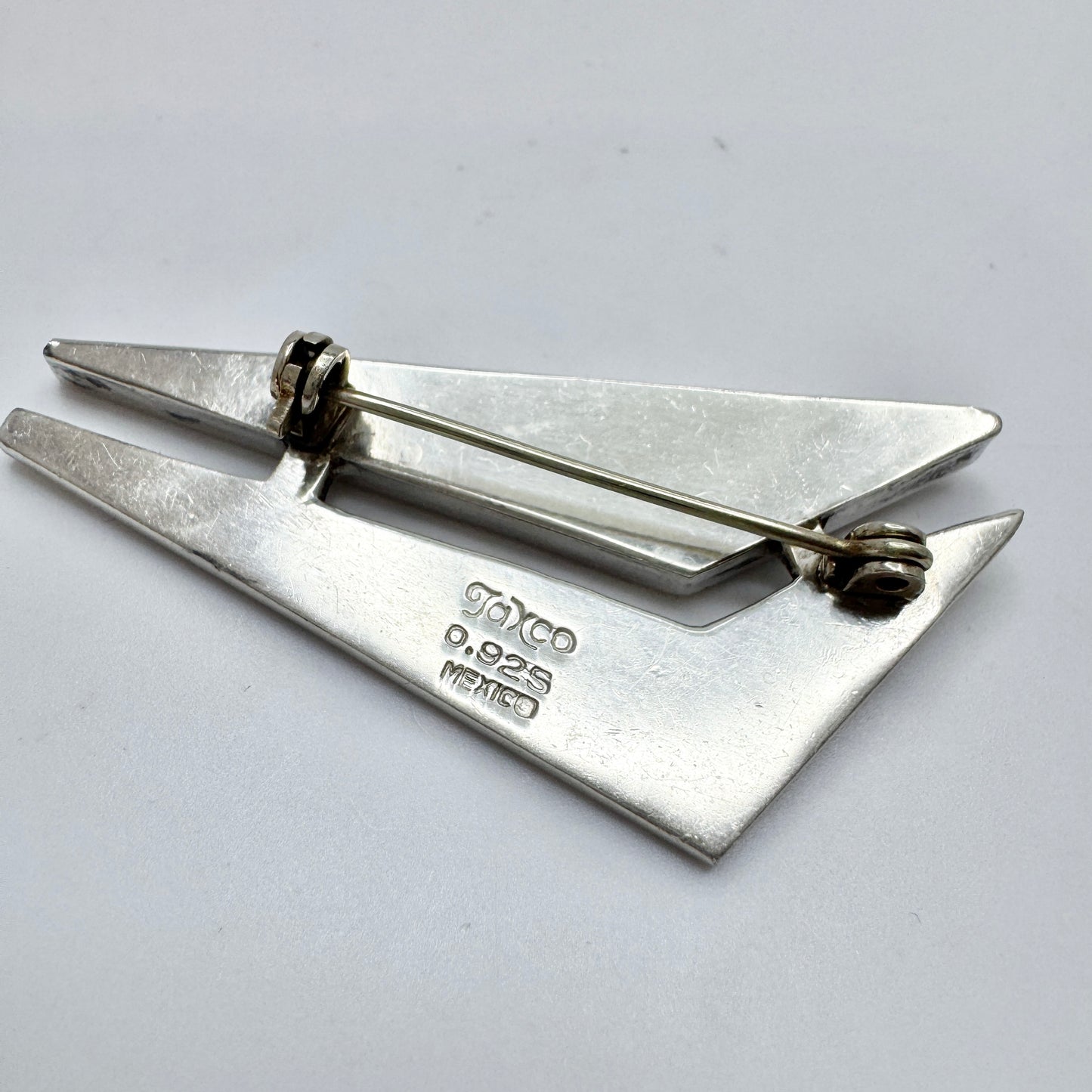 Taxco, Mexico. Vintage Modernist Sterling Silver Abalone Brooch.