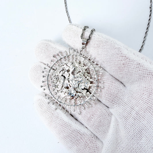 Tapio Wirkkala for Kultakeskus Finland Vintage Silver Pendant Necklace. Design: Full Moon