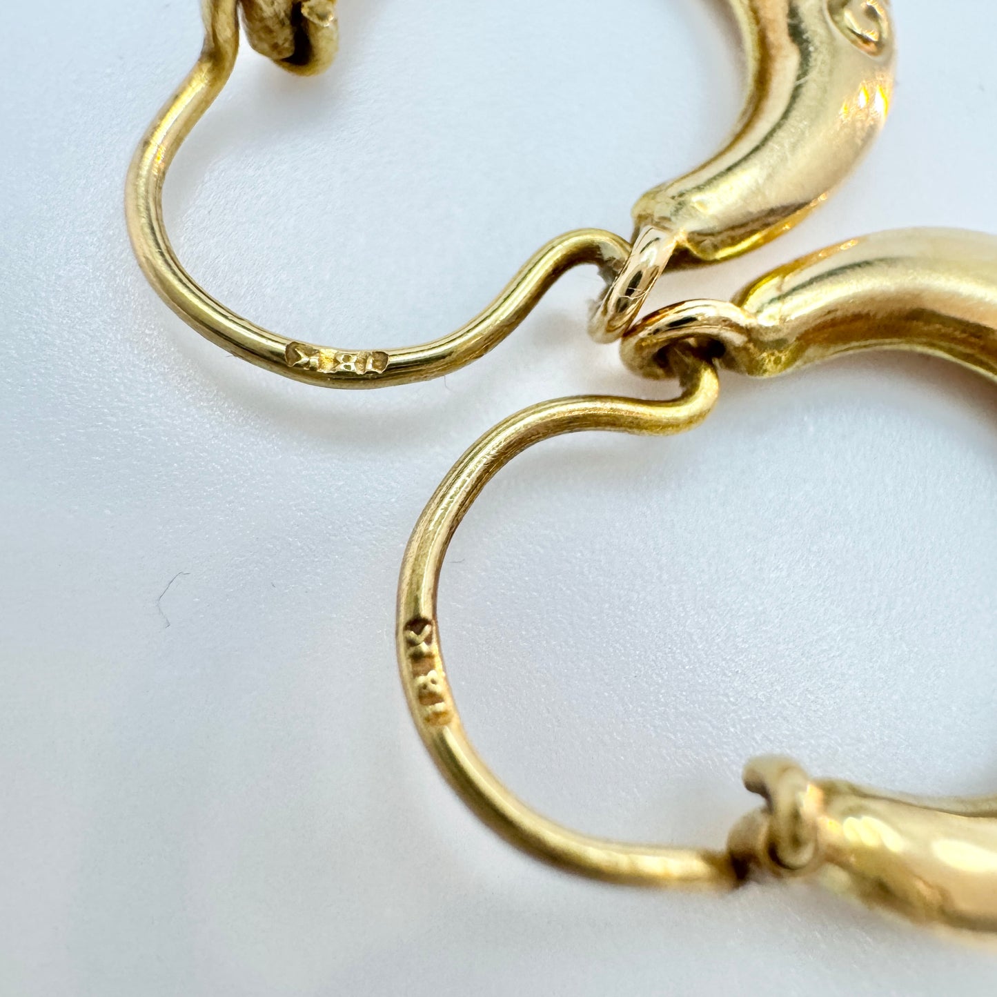 Sweden c 1950s. Vintage 18k Gold Earrings.