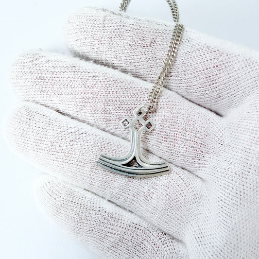 Kalevala Koru, Finland. Vintage Sterling Silver Thor's Hammer pendant Necklace.