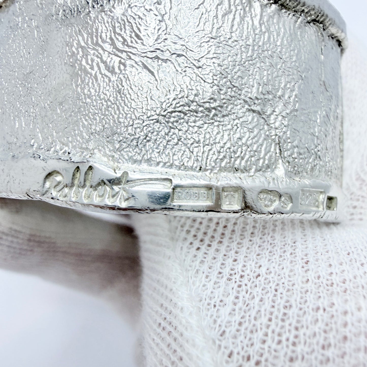 Robbert, Sweden 1977. Vintage Sterling Silver Brutalist Cuff Bracelet