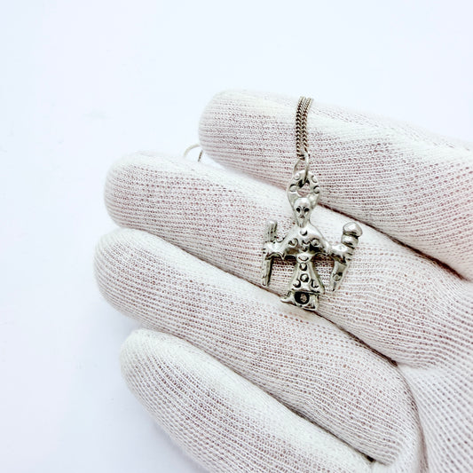 Sweden. Vintage Sterling Silver Viking Copy Odin Pendant Necklace.