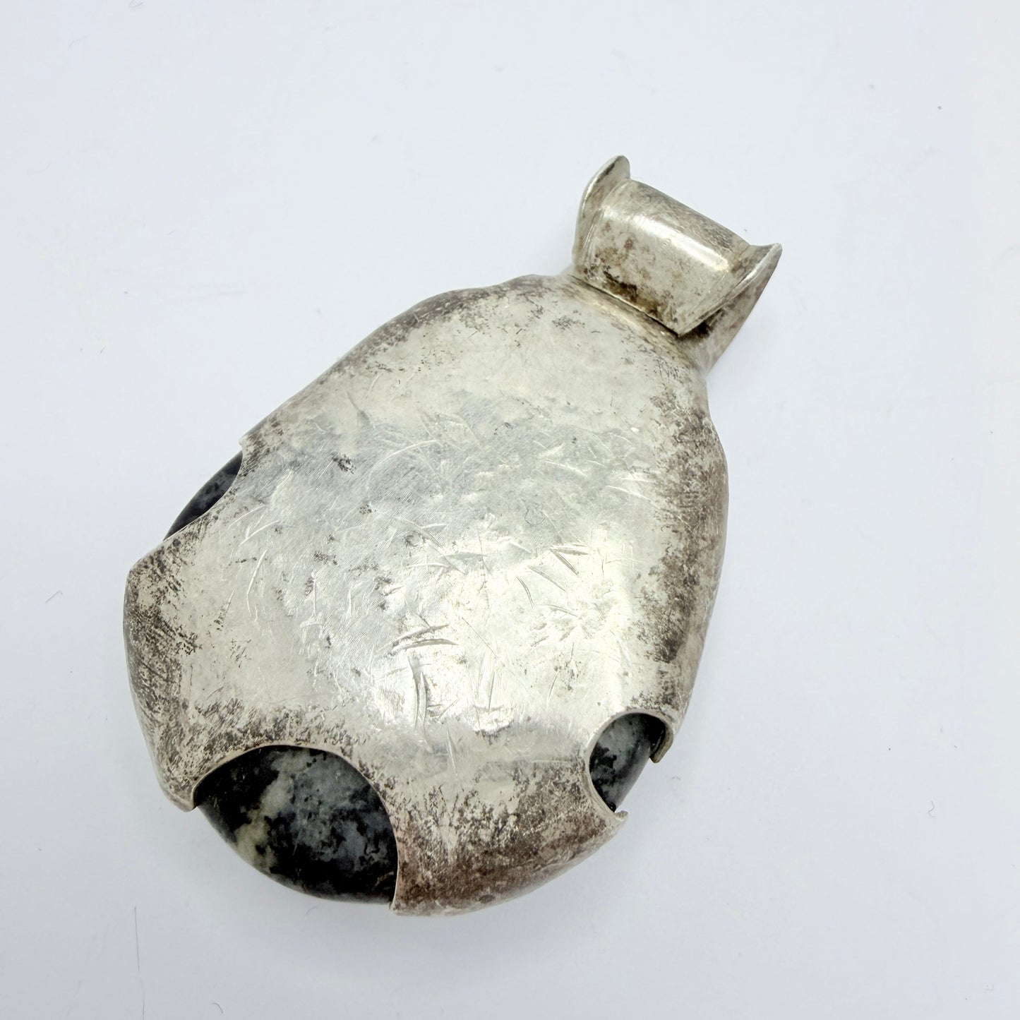 Chunky Vintage Solid Silver Hardstone Pendant