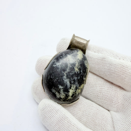 Chunky Vintage Solid Silver Hardstone Pendant