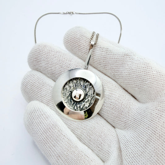 Bengt Hallberg, Sweden 1971 Vintage Modernist Sterling Silver Pendant Necklace