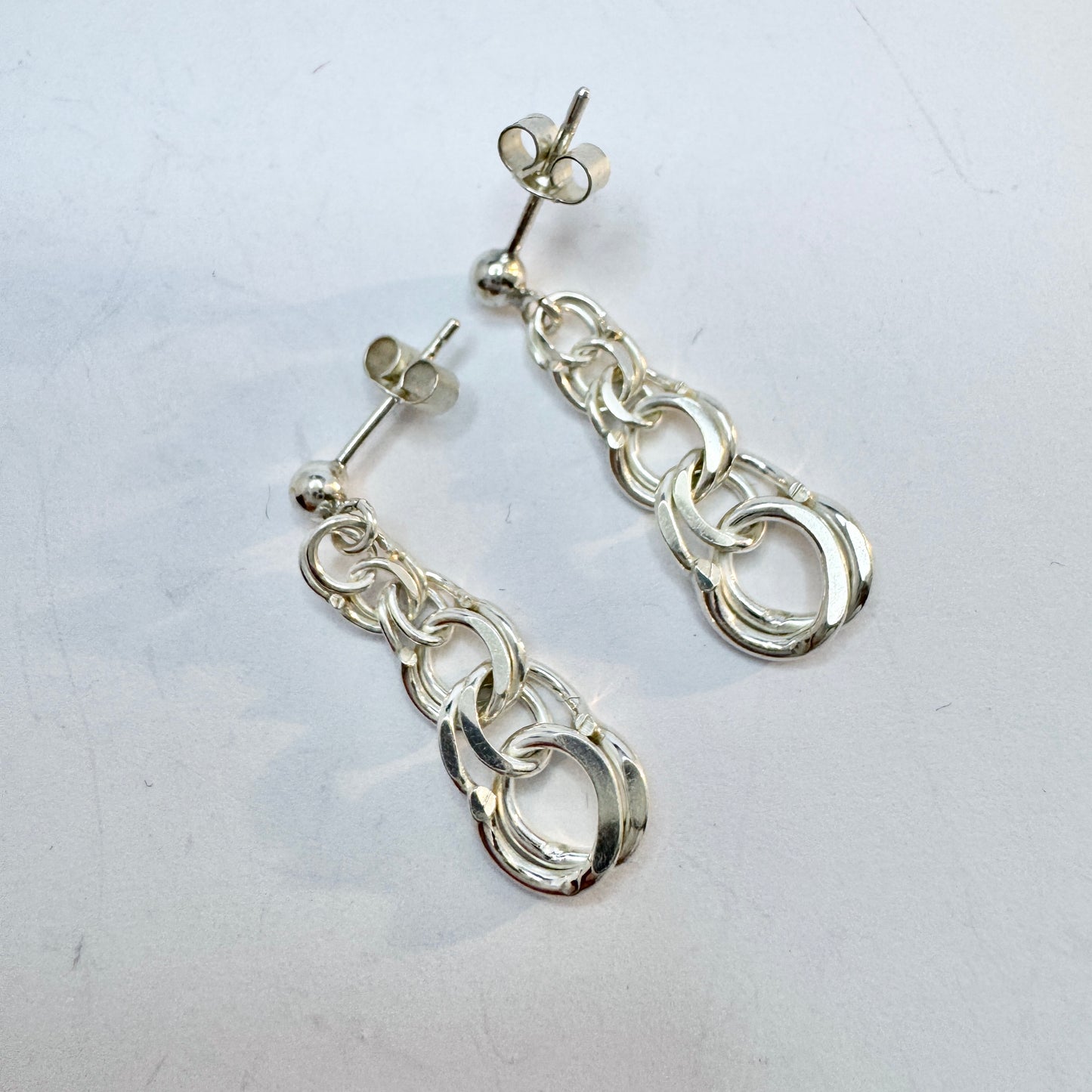 Vintage Sterling Silver Bismarck Earrings.