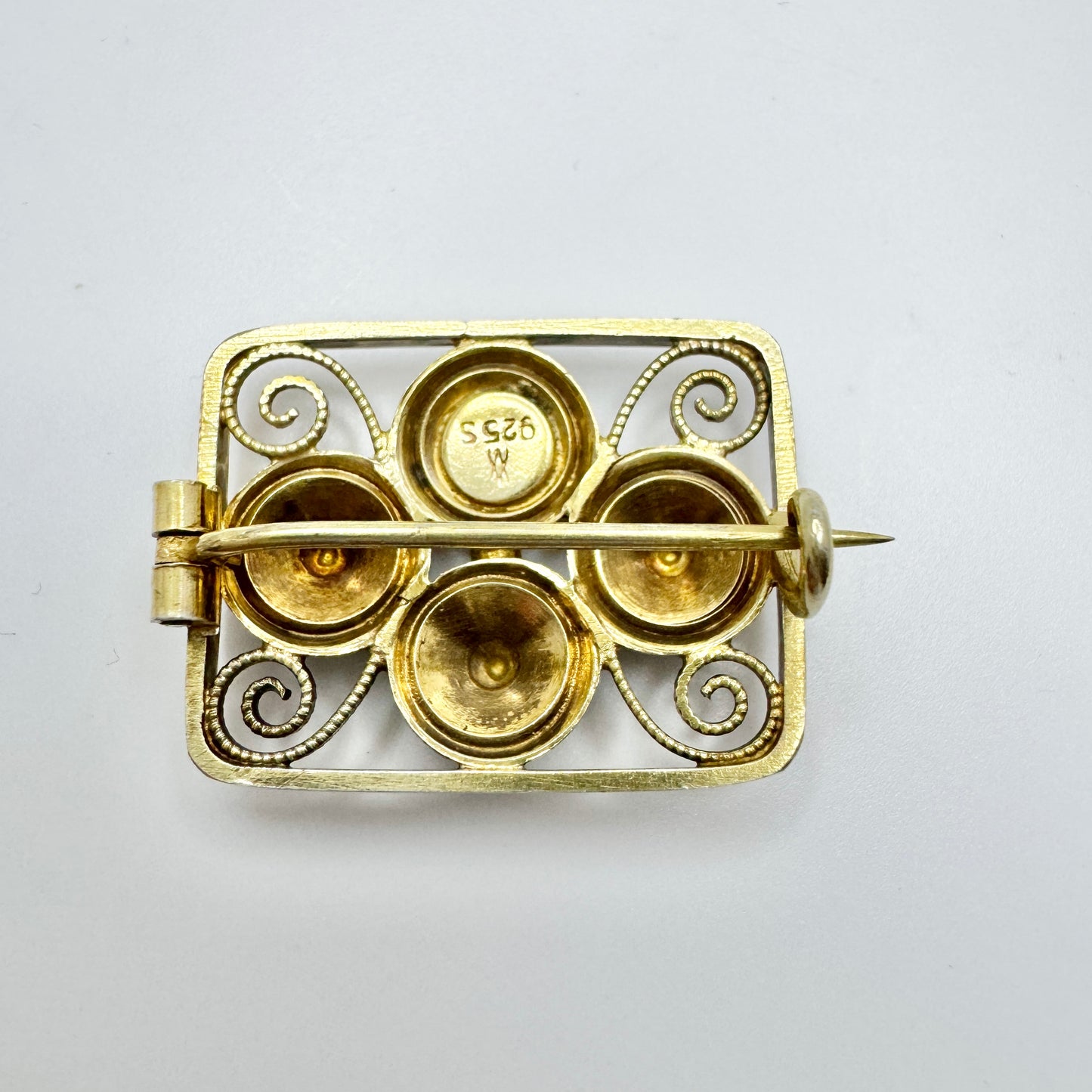 Aksel Holmsen, Norway c 1950s. Vintage Sterling Silver Black Enamel Brooch.