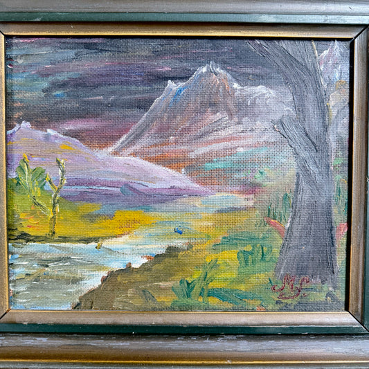 Vintage c 1930s Scandinavian Lapland Oil on Board Painting.