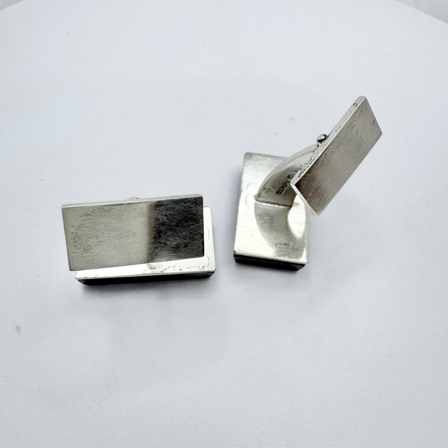 Stockholm, Sweden 1971. Bold Vintage Sterling Silver Iron Ore Cufflinks.
