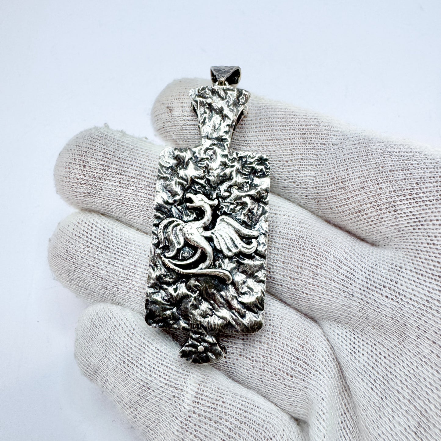 Victor Janson, Sweden 1947. Vintage Silver Lorgnette Pendant.