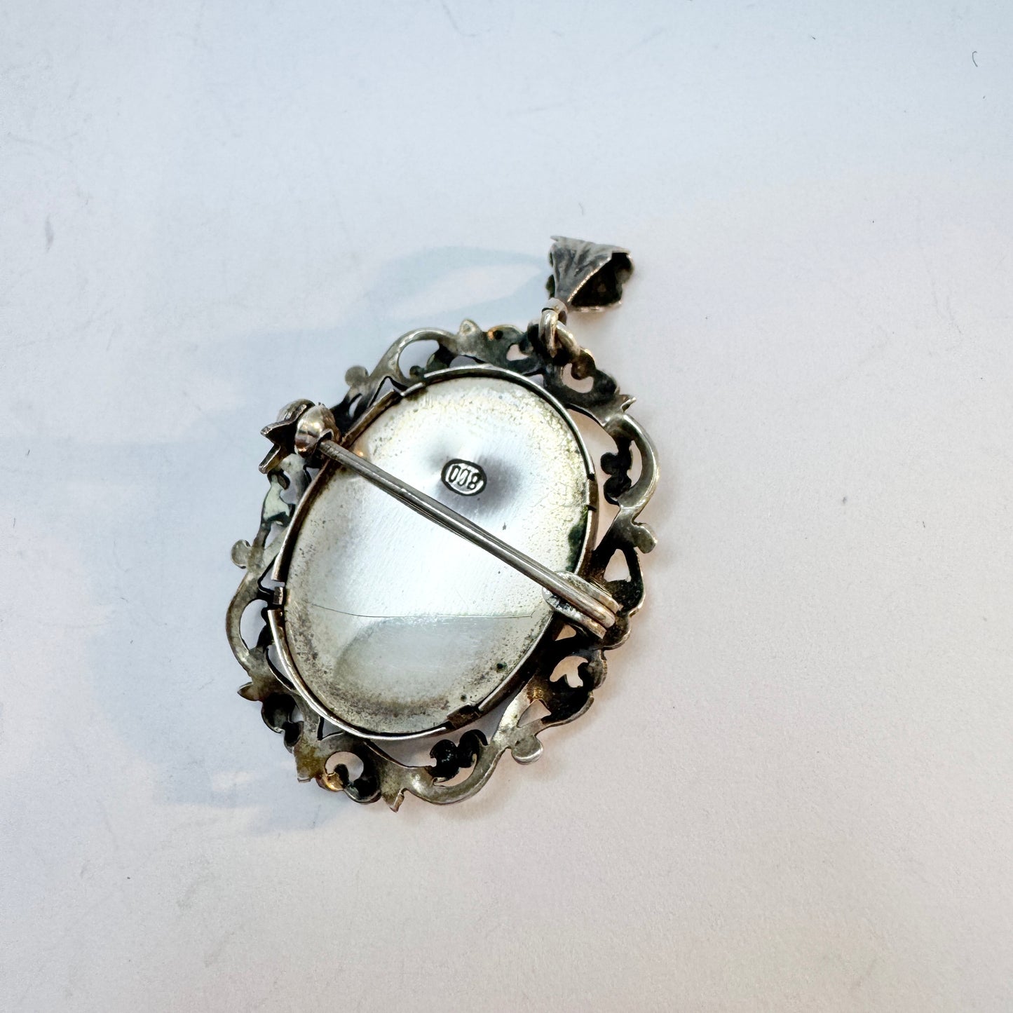 Italy. Vintage Solid Silver Locket Brooch Pendant.