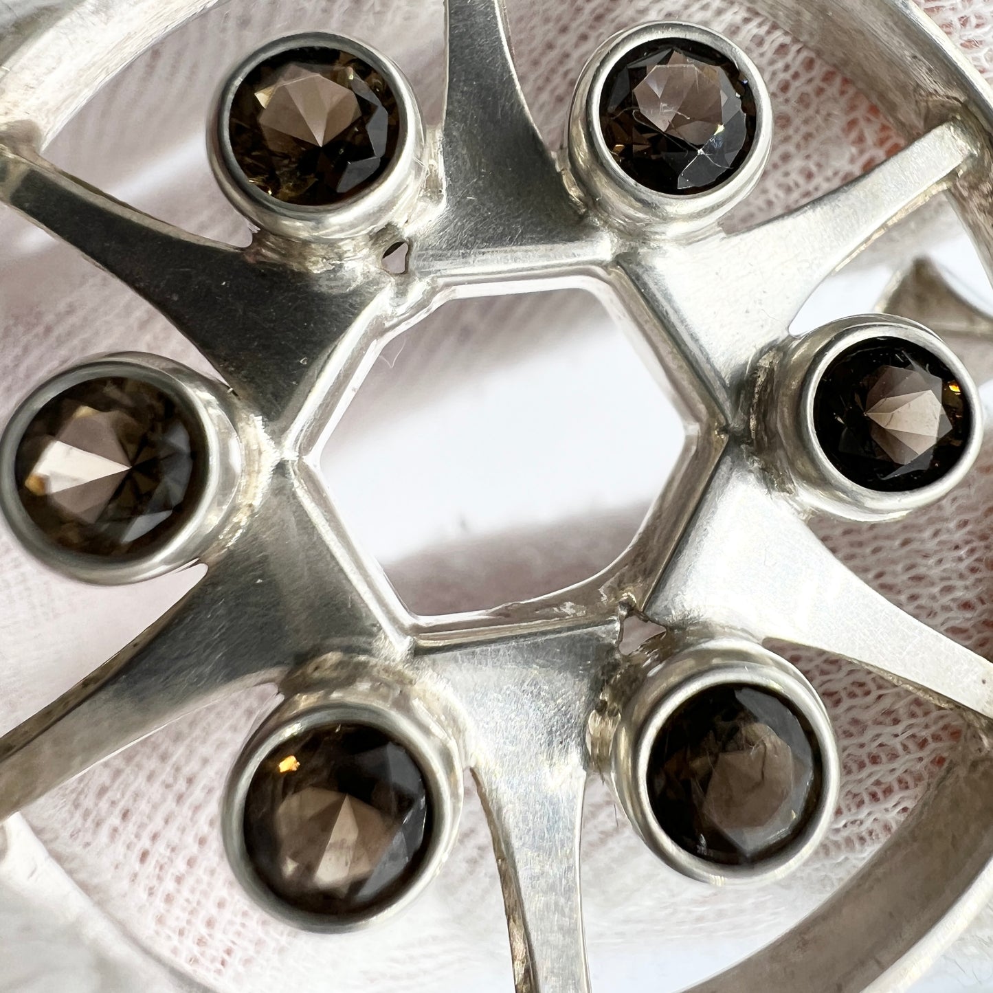 Salovaara, Finland 1973. Vintage Sterling Silver Quartz Pendant.