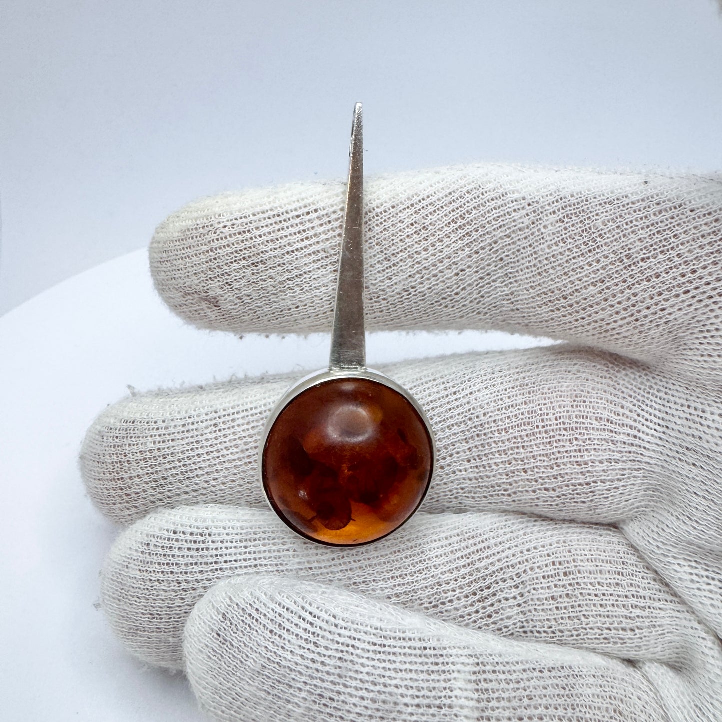 Einer Fehrn, Denmark ca 1960s. Sterling Silver Amber Pendant