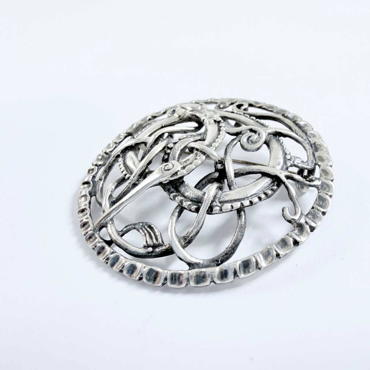 Astri Holthe, Norway. Vintage Sterling Silver Dragestil Brooch Pendant.