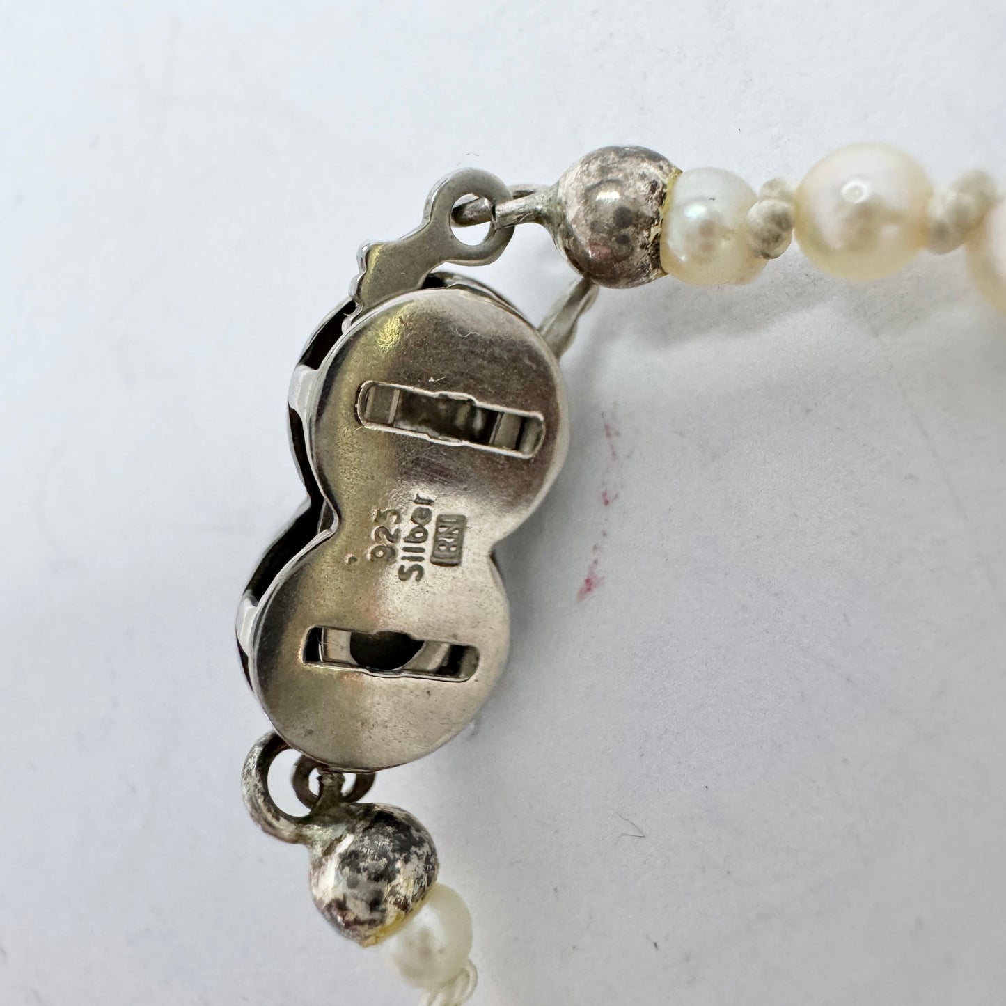 Germany. Vintage Cultured Pearl Sterling Clasp Necklace.