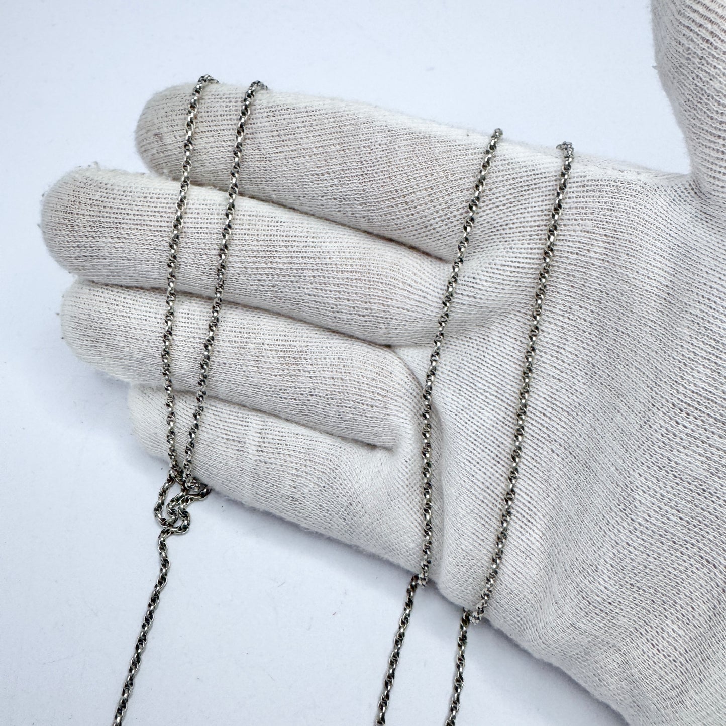 Sweden 1940-50s. Vintage 39 in Solid Silver Chain Necklace.