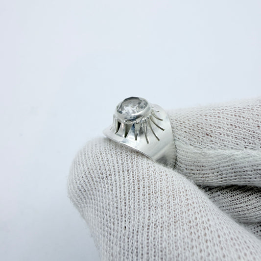 Vintage 1960s. Solid Silver Rock Crystal Ring.