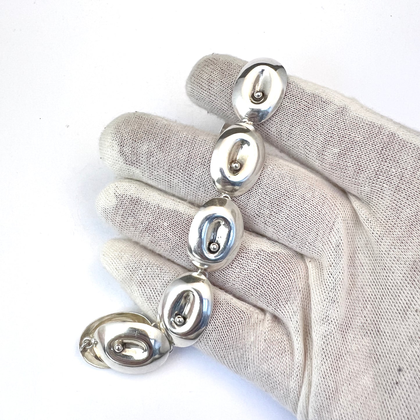 Victor Janson Sweden 1957. Vintage Mid-century Modern Sterling Silver Bracelet.