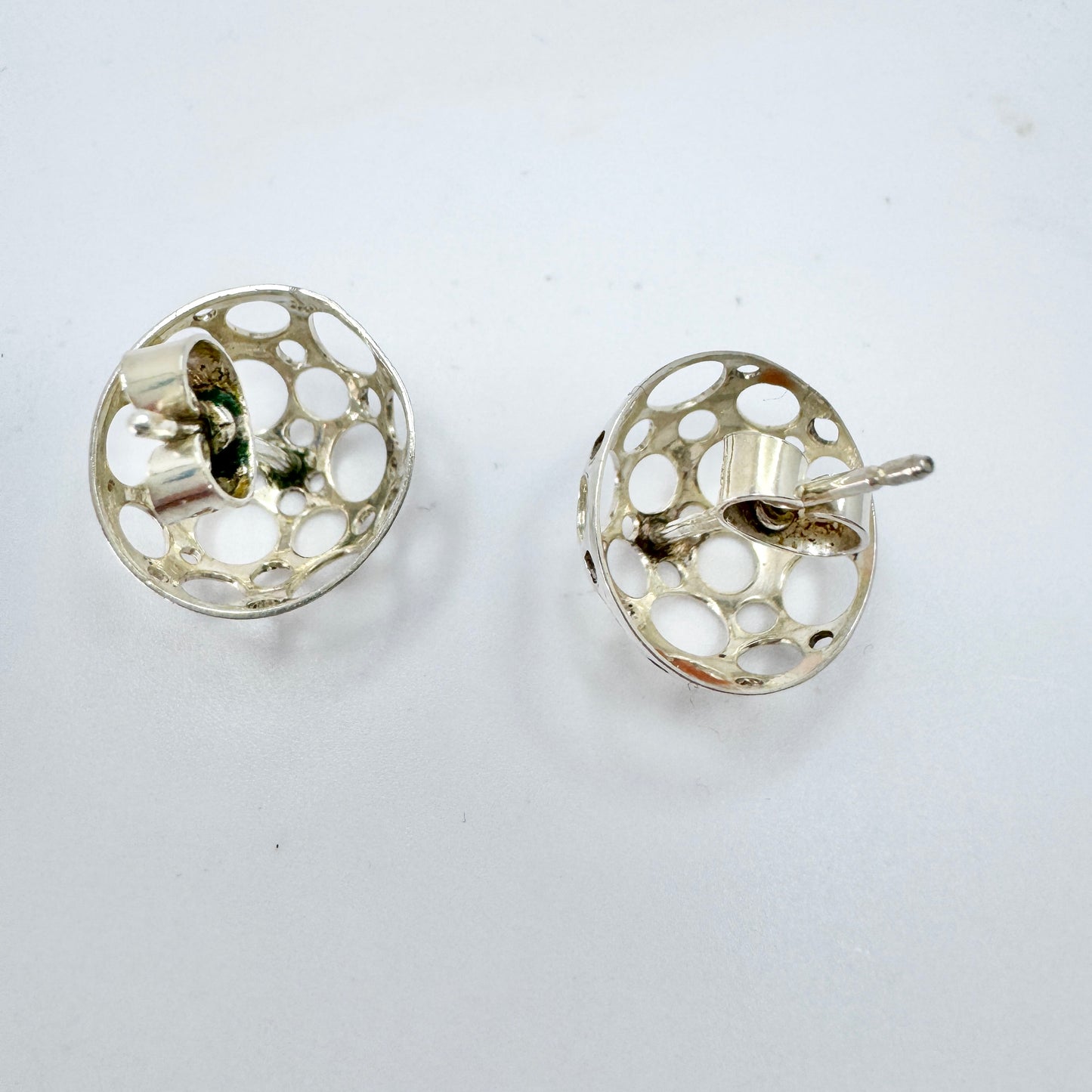 Liisa Vitali for Westerback, Finland early 1970s. Vintage Sterling Silver Earrings.