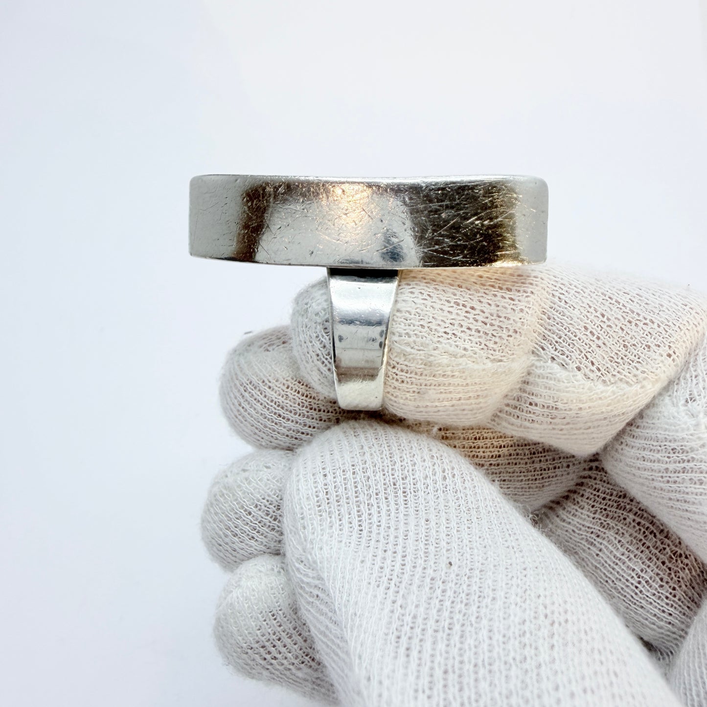 Arne Johansen Denmark Bold Vintage 1960s Sterling Silver Abalone Ring