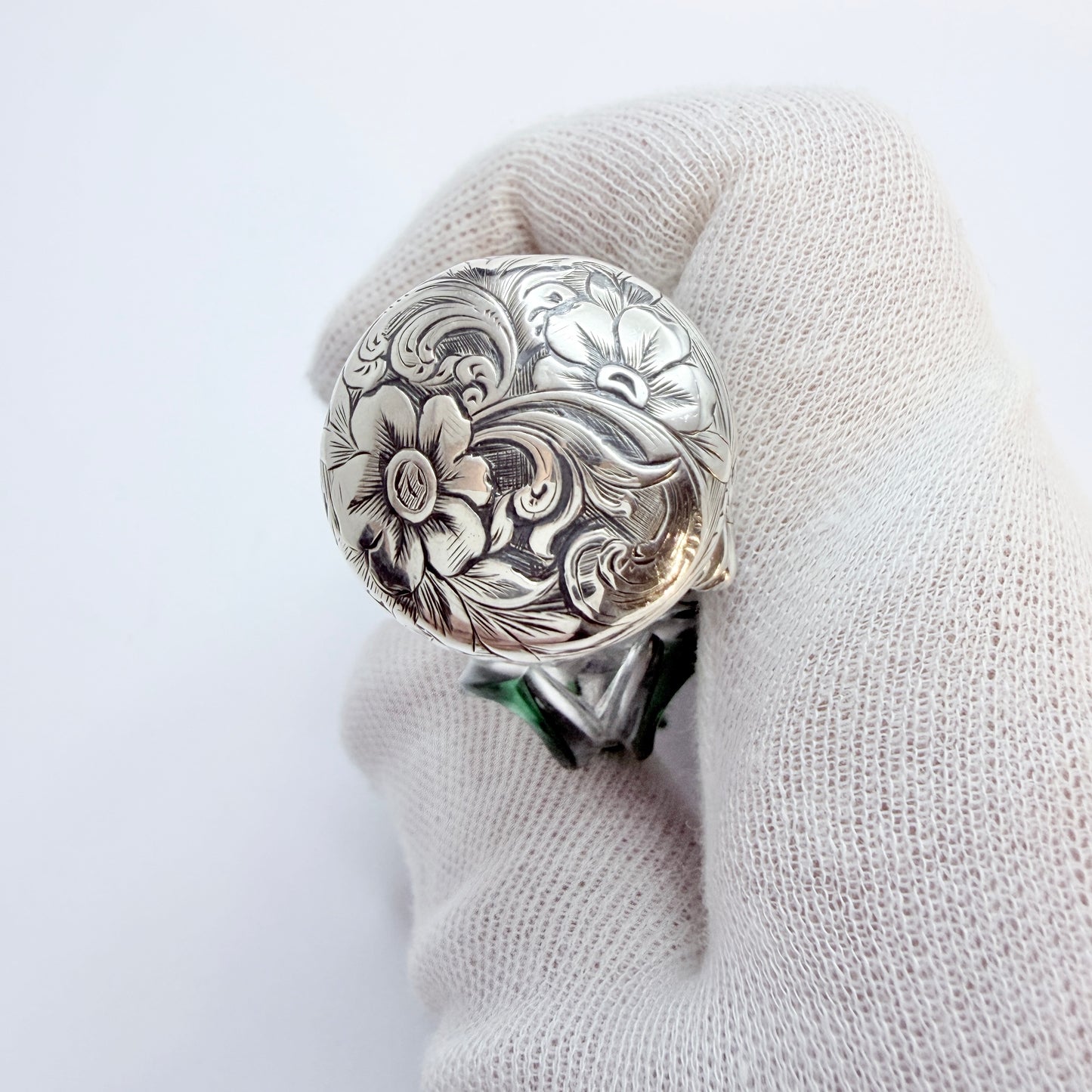 Antique Victorian Glass Silver Perfume Bottle.