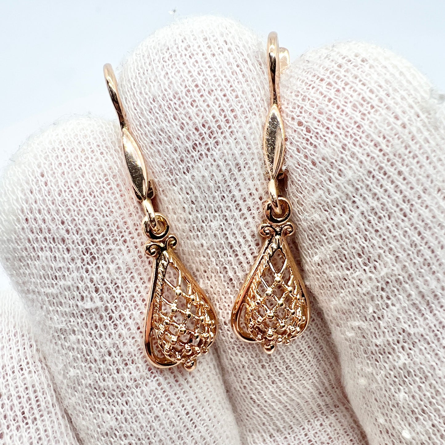 USSR, Soviet Union, Vintage 14k Gold Earrings.