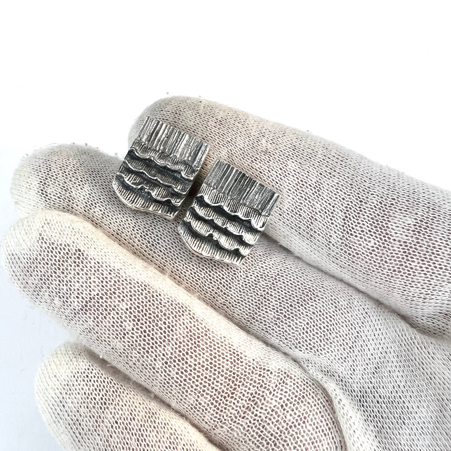 Martti Viikinniemi, Finland year 1970 Modernist Solid Silver Cufflinks