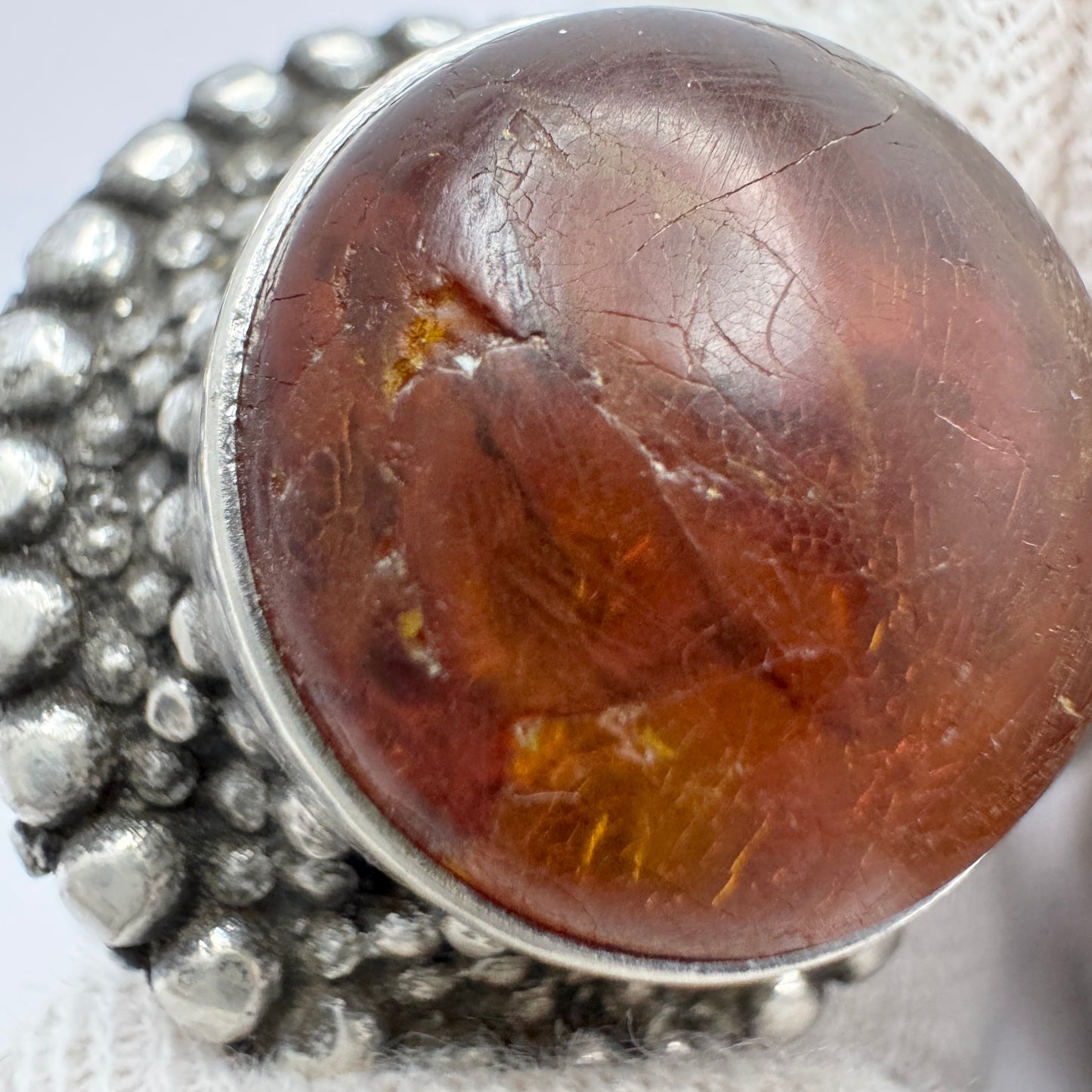 Erik Granit, Finland 1973. Bold Vintage Sterling Silver Baltic Amber Ring.
