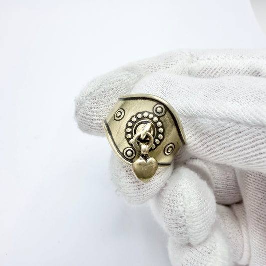 Kalevala Koru, Finland. Vintage Bronze Heart Charm Ring.