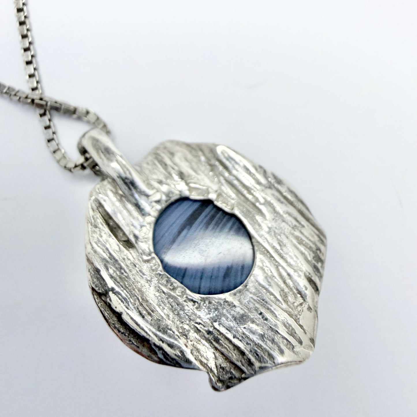 O Nordström, Sweden. Vintage Sterling Silver Bergslagen-stone Pendant Necklace.