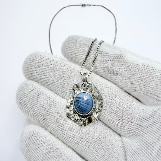 O Nordström, Sweden. Vintage Sterling Silver Bergslagen-stone Pendant Necklace.