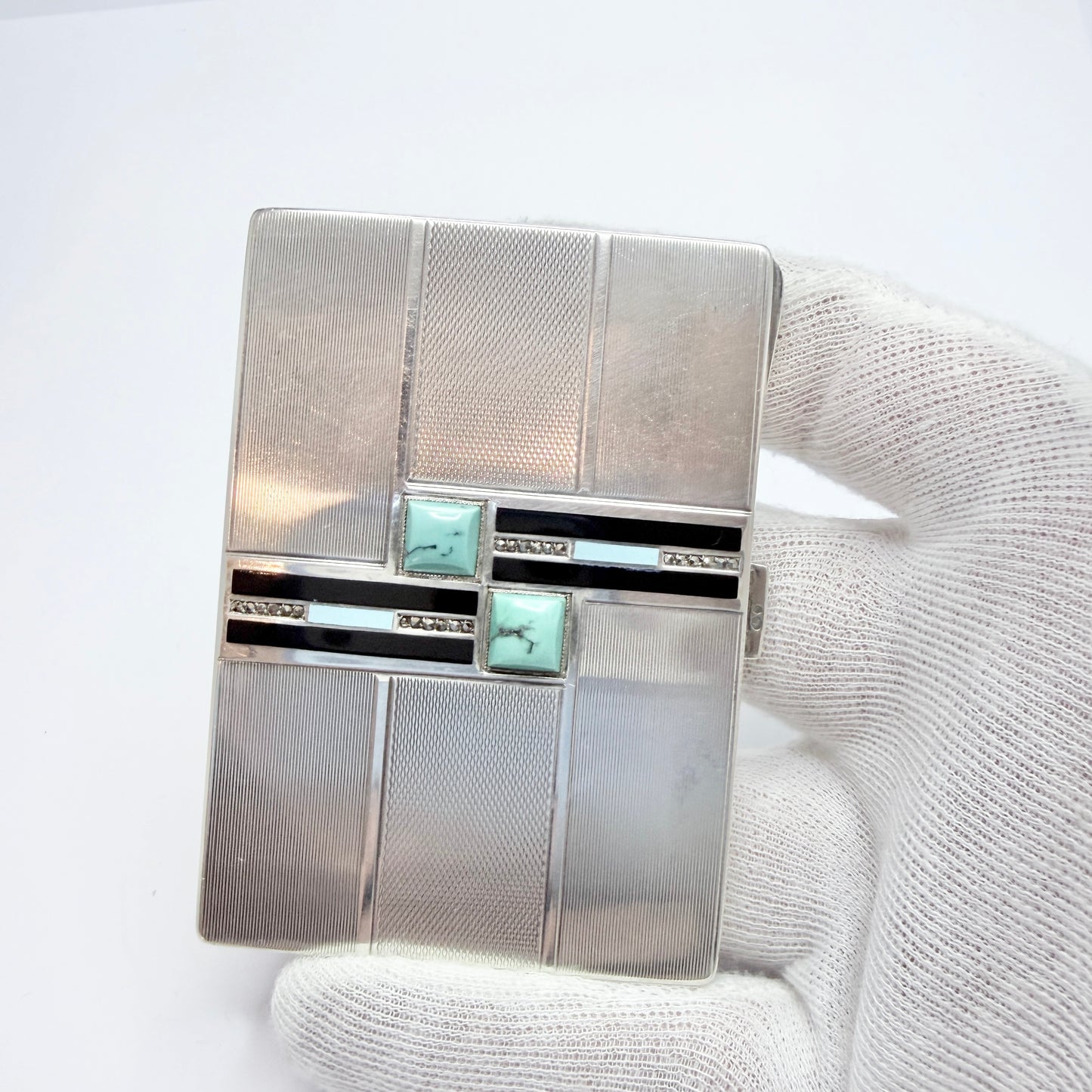 Austria ca 1930. Vintage Art Deco Sterling 935 Silver Cigarette Case.