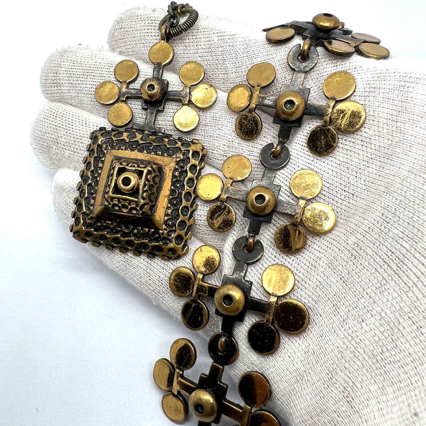 Pentti Sarpaneva フィンランド 1960 ~ 70 年代、ヴィンテージ ブロンズ ラージ ペンダント ネックレスとブレスレット。