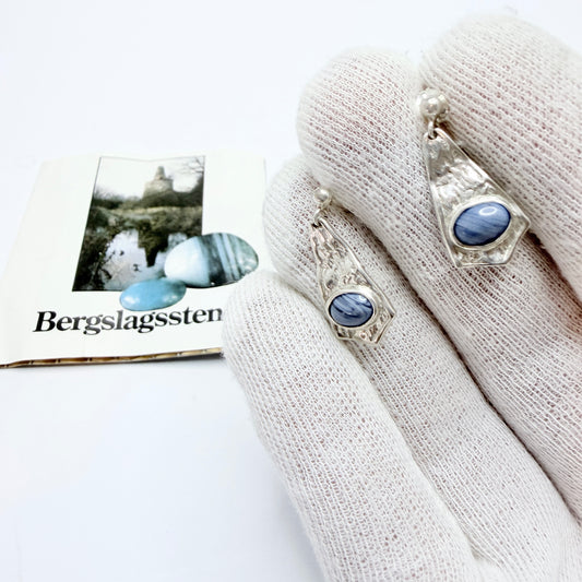 O Nordström, Sweden 1970-80s. Vintage Sterling Silver Bergslagen-stone Earrings.