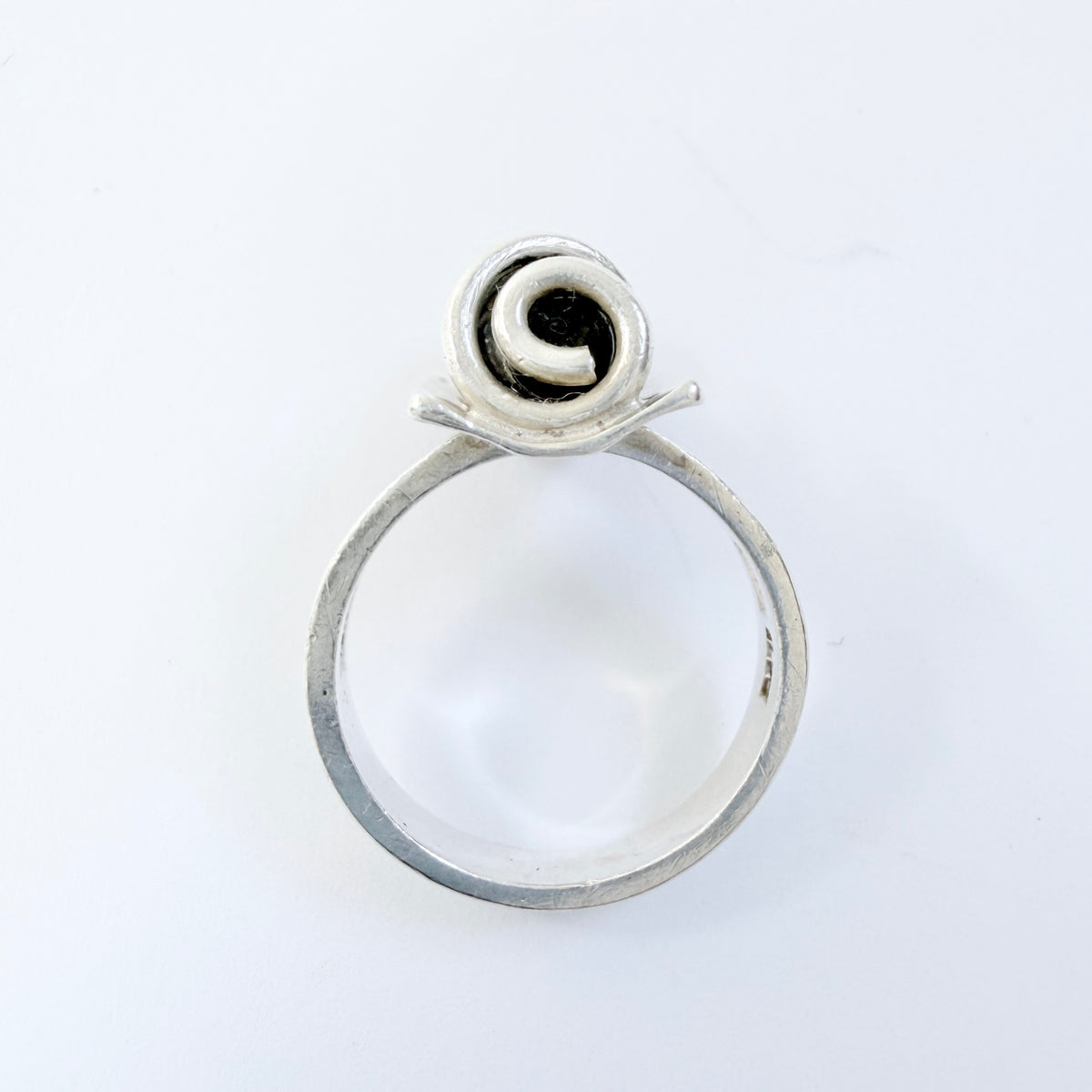 Ibsen & Weeke, Denmark 1960s. Sterling Silver Caged Dark Blue Hardstone Ring.