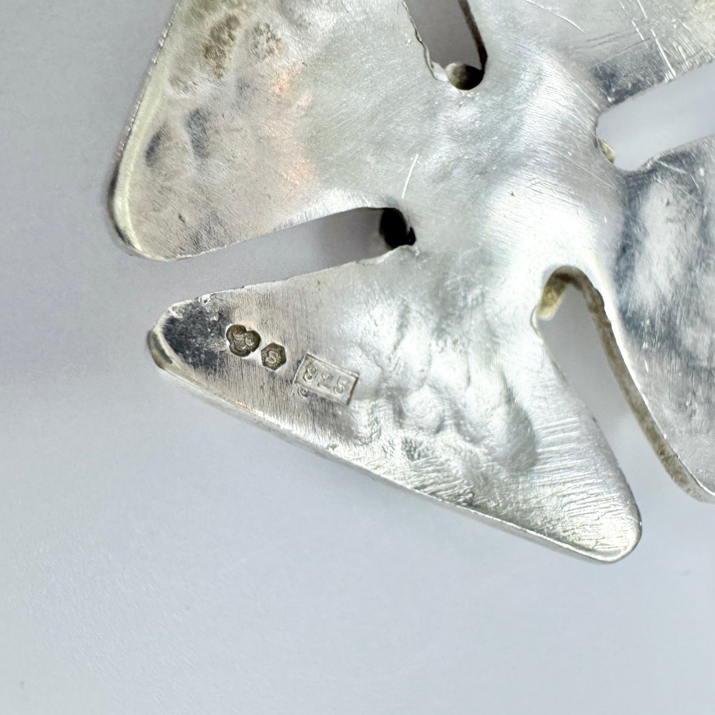 Sweden. Large Vintage Sterling Silver Synthetic Spinels Pendant.