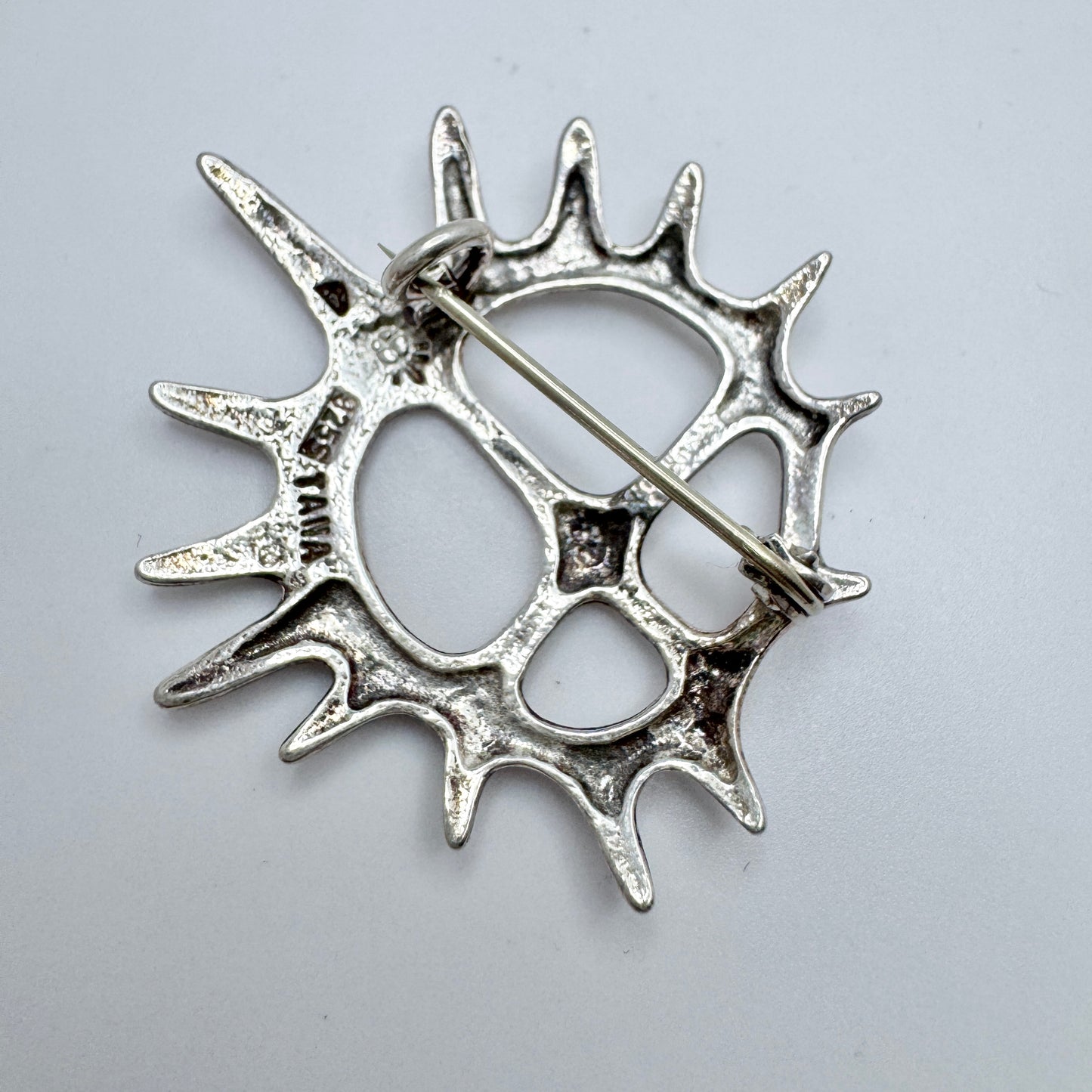 TANA, Norway. Vintage Sterling Silver Brooch. Midnight Sun.