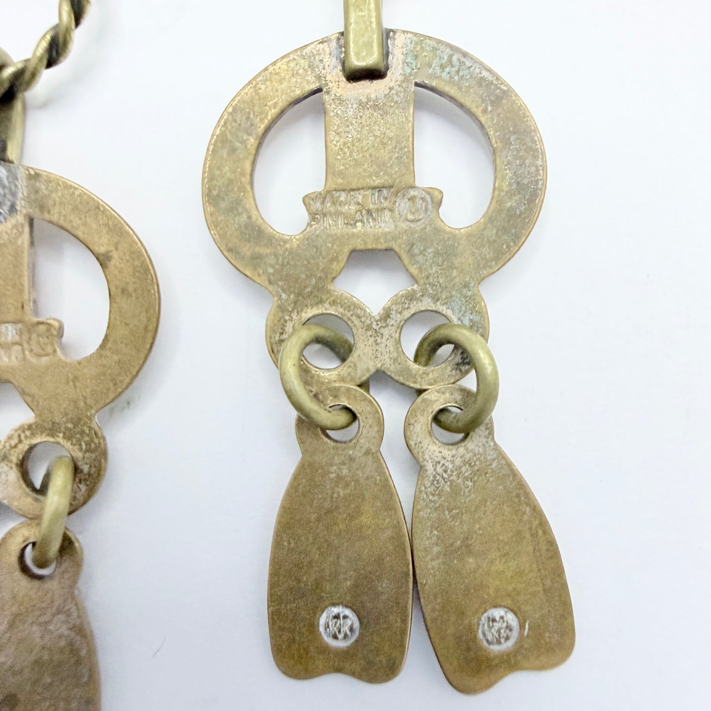 Kalevala Koru, Finland. Vintage Bronze Bangle Earrings.