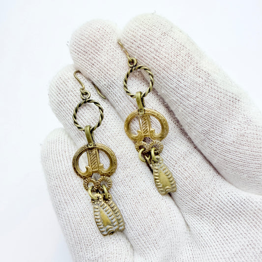 Kalevala Koru, Finland. Vintage Bronze Bangle Earrings.