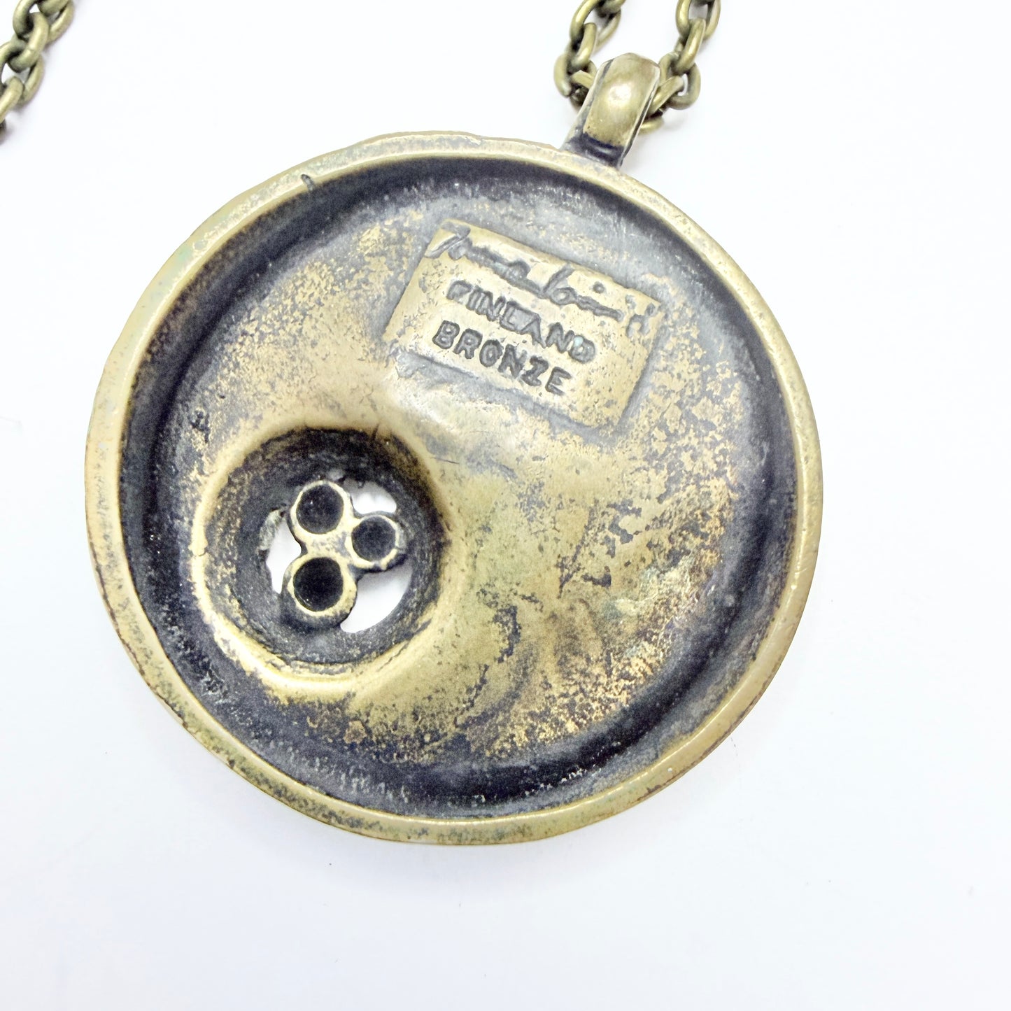 Jorma Liane, Finland. Vintage Bronze Pendant Necklace.