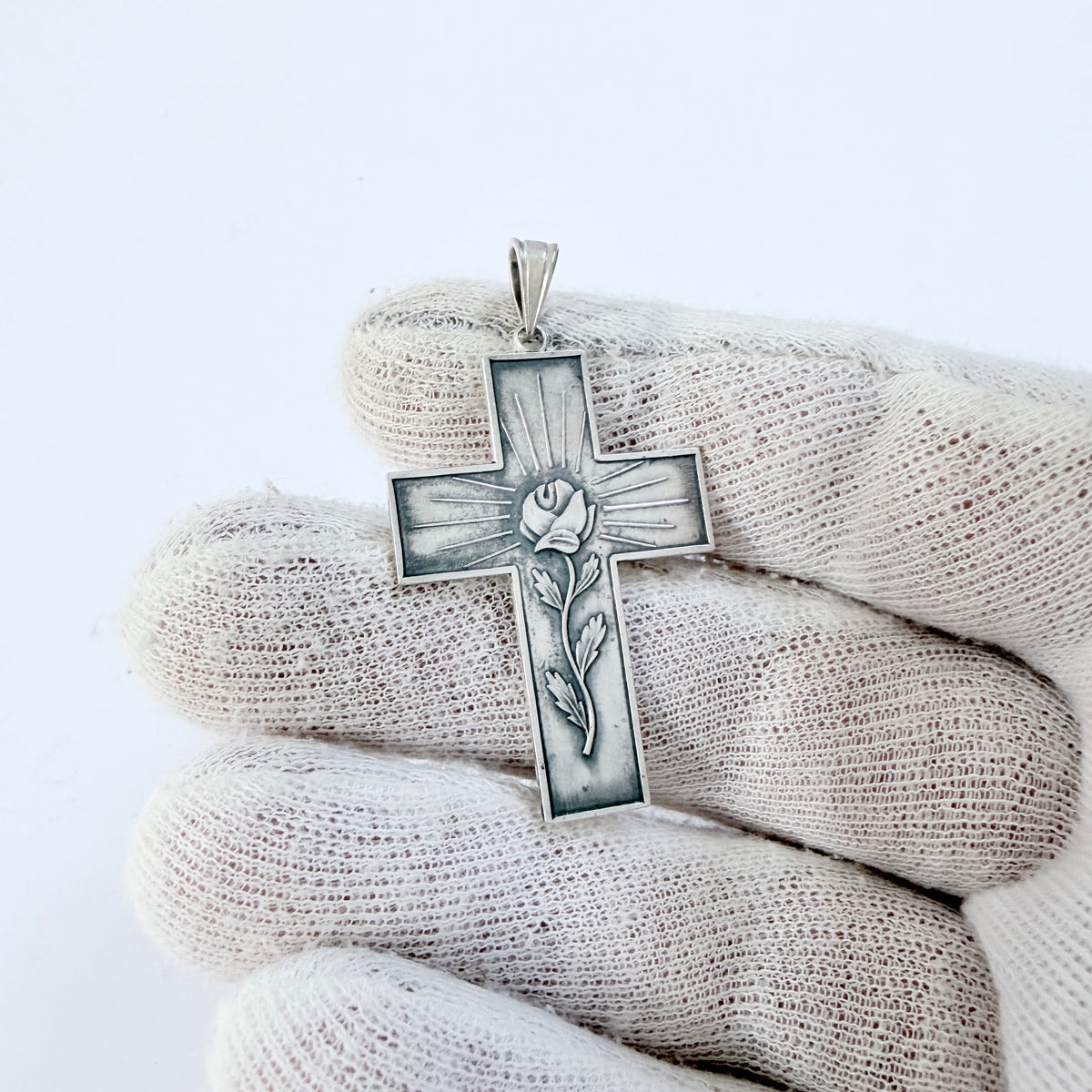 Nils Widberg, Sweden 1957. Vintage Solid Silver Cross Pendant.