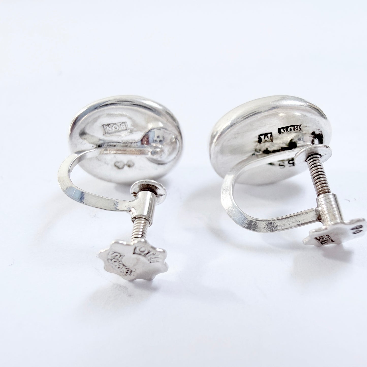 O Nordström Sweden ca 1960. Vintage Solid SIlver Bergslagen-stone Earrings.