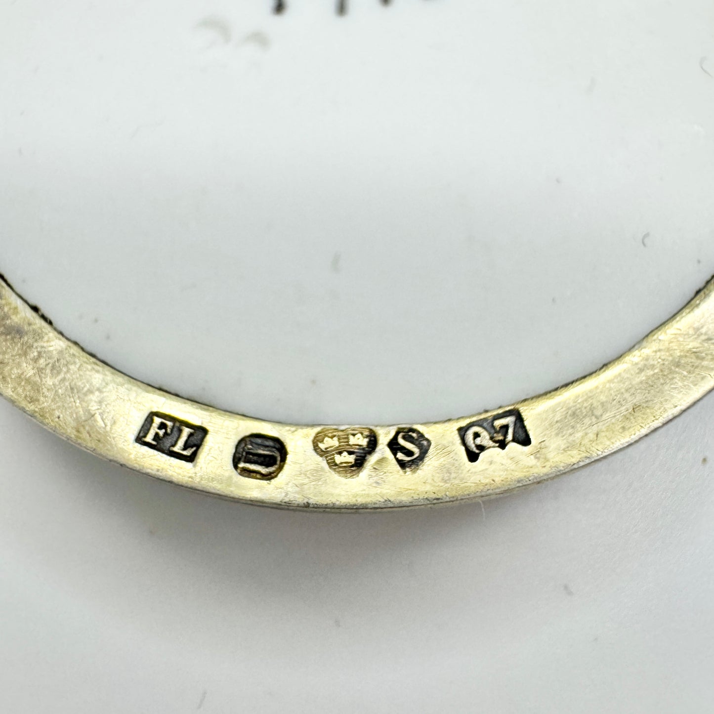 Carl L Nordström, Sweden 1918. Antique Silver Porcelain Portrait Brooch.