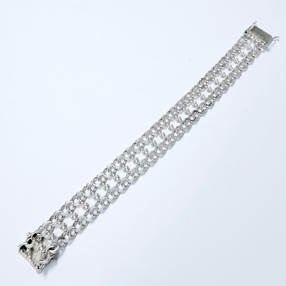 Göte Engström, Sweden 1974. Vintage Solid Silver Double Bismarck Bracelet