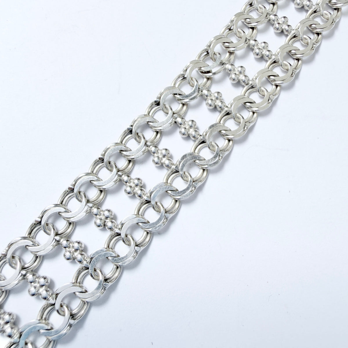 Göte Engström, Sweden 1974. Vintage Solid Silver Double Bismarck Bracelet